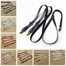 Мужская мода унисекс сплошной регулируемый 3 зажима 1,5 см ширина Повседневная для взрослых ремень зажим на подтяжках подтяжки BDXJ1501