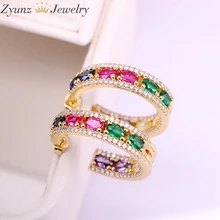 3 пары, красочные Кристальные радужные золотая серьга-гвоздик нежные шпильки CZ толстые круглые серьги для девушек женские ювелирные изделия