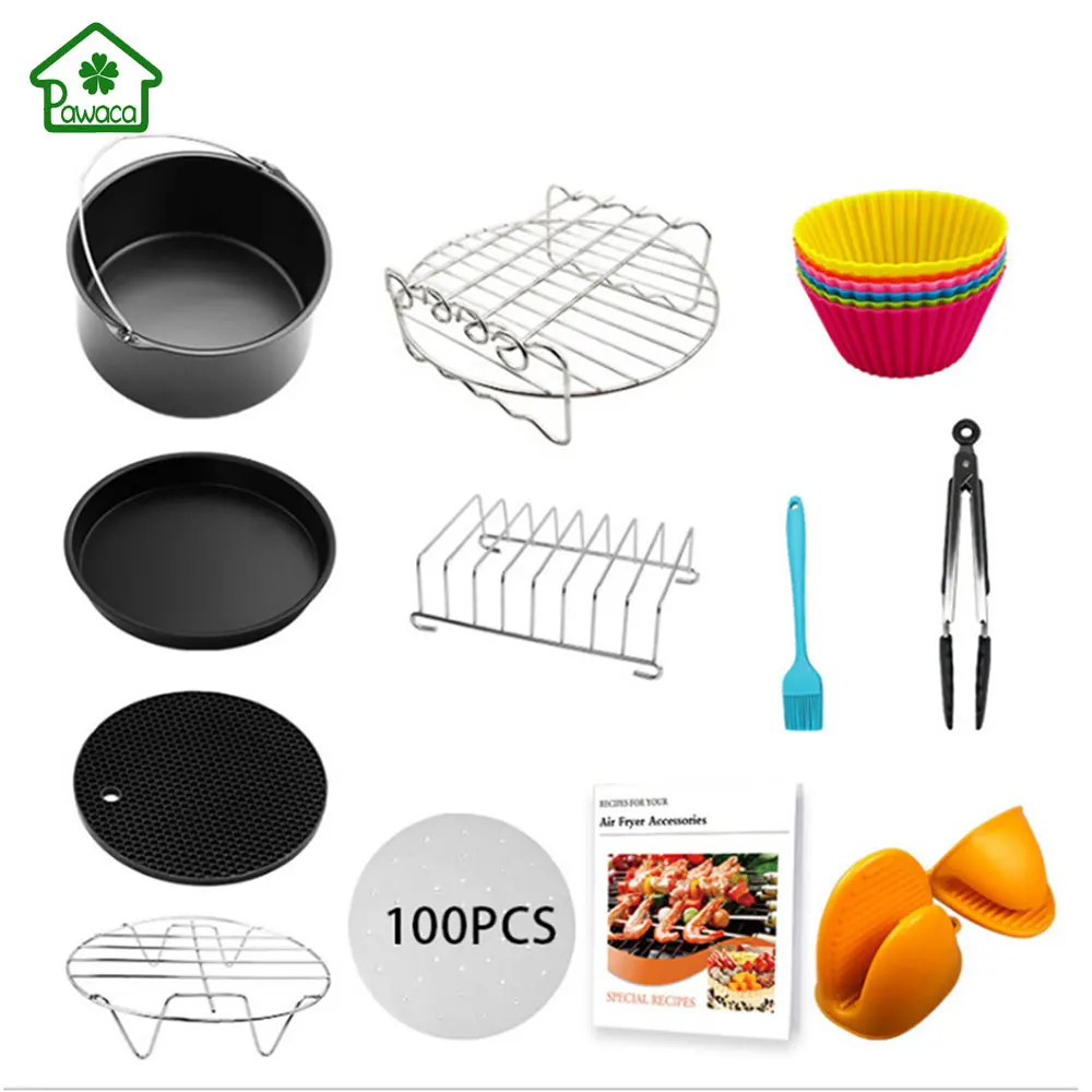 

12Pcs/set Universal Air Electric Fryer Accessories Baking Cooker ware with Pot/Pizza Tray/Pot Mat/Bread Rack/Oil blotting paper