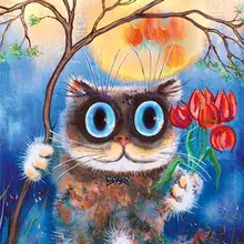 Абстрактная кошка DIY живопись по номерам 24 цвета пигментная щетка Живопись Ручная роспись креативная Цифровая живопись маслом