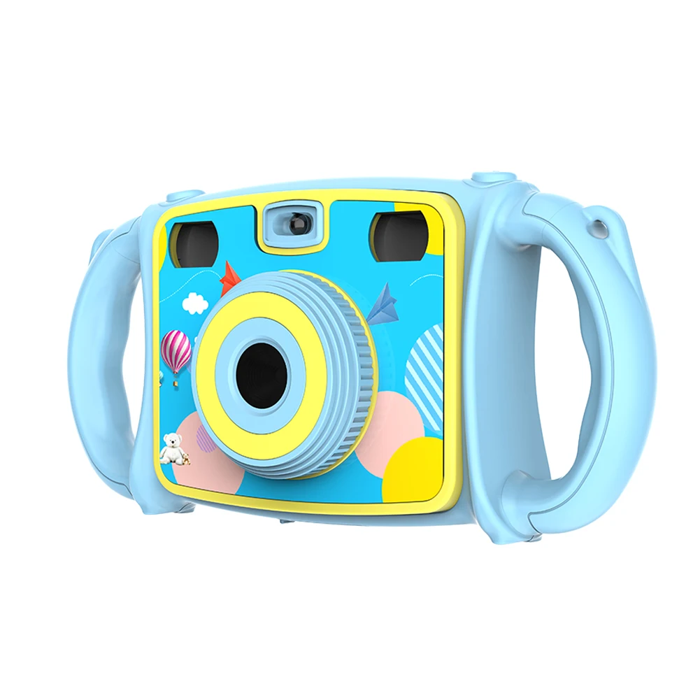 Детская цифровая камера с зумом и двумя объективами, видеокамера с двумя объективами, двойная селфи-камера, 1080P HD, видеокамера с ЖК-экраном 4X