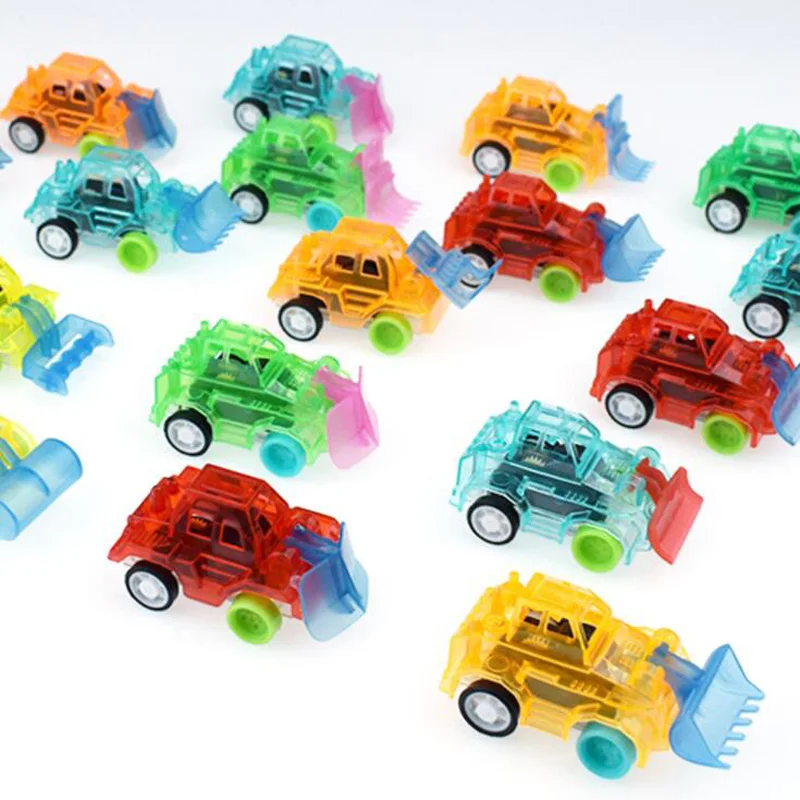 

20Pcs/lot New plastic children colorful transparent pull back small engineering car model toy small gift toys