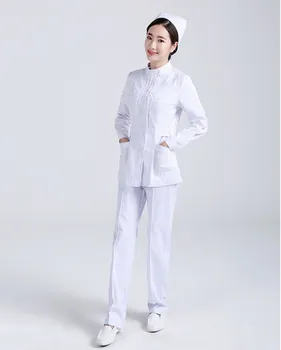 

Women's Winter stand round collar long sleeve nurse uniform dental clinic nurse medical working clothes waist adjustable uniform