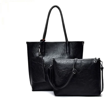

Luxury Vintage Big Handbags for Women Leather Shoulder Bag Female Famous Brand Casual Tote Bag Sac A Main Femme Set Purse 2019