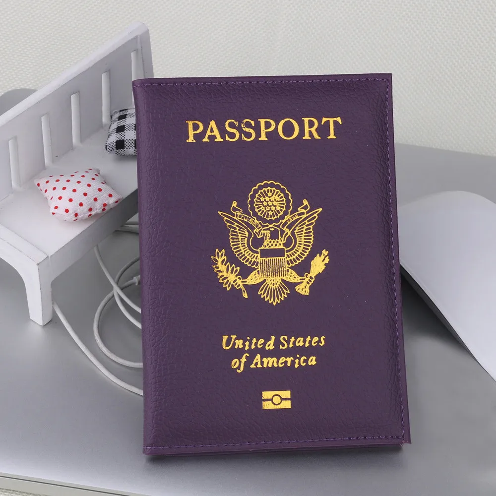 Обложка для паспорта русский международных Стандартный держатель для карт ID Для мужчин Обложка на паспорт для поездок папка для билетов карты сумка paspoorthoesje - Цвет: Фиолетовый