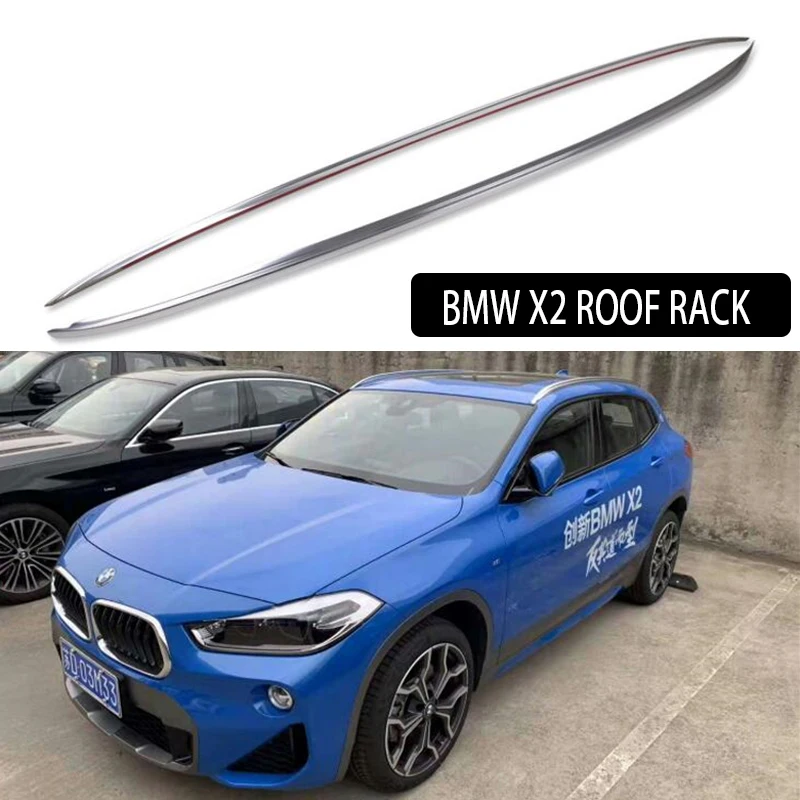 ل BMW X2 2018 2019 حامل سقفي القضبان شريط حامل الحقائب القضبان أعلى رفوف السكك الحديدية صناديق سبائك الألومنيوم