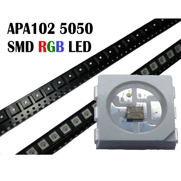 APA102 светодиодный 5050 SMD RGB полноцветный светодиодный чип; 6 контактов с APA102 IC встроенный; вход DC5V, 0,3 Вт, 60ма; SOP-6; 1000 шт./пакет