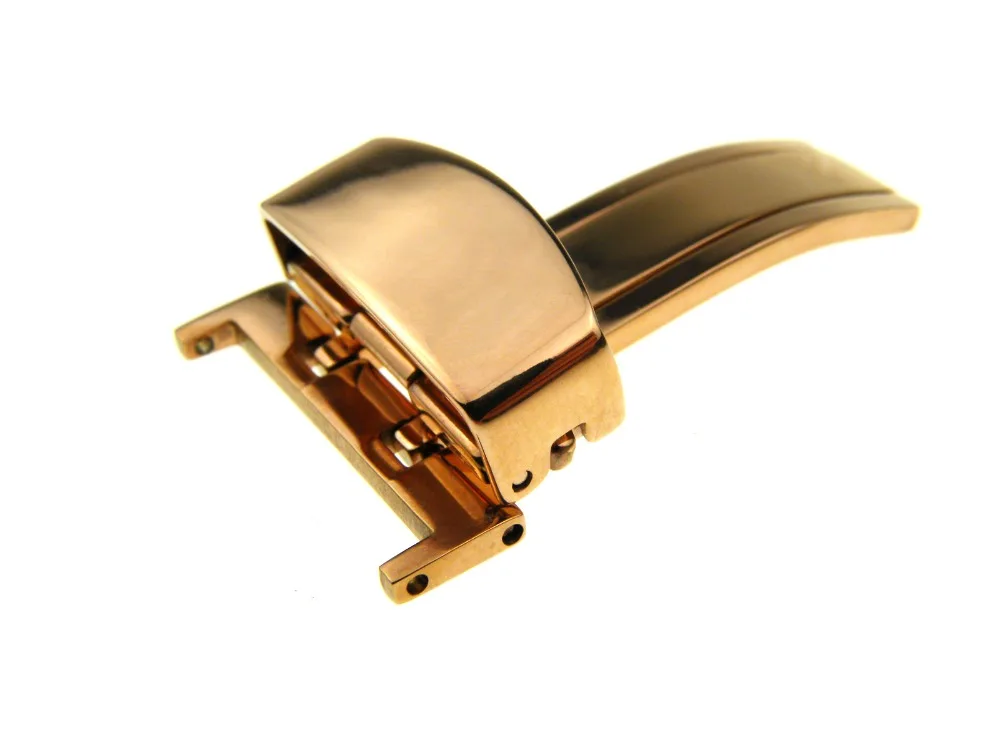 

16 18 20 22mm NEW Rose Glod Polished Watchbands Metal Buckle Watch Band Single Fold Deployment Clasp Strap Buckle