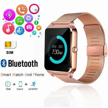 

Smart Watch Men Women Bluetooth Fitness Tracker Metal Strap Touch Wrist Smartwatch Support Sim TF Card For Android Sports Watch