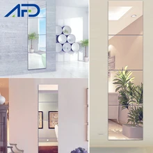 3d зеркальные настенные Стикеры s 6 шт. 9 шт./компл. акриловая зеркальная поверхность стены Стикеры Водонепроницаемый Ванная комната стены Стикеры серебристого цвета для домашнего декора