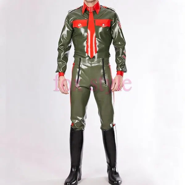 Сексуальная латексная униформа Стиль Брюки резиновые латексные брюки костюм