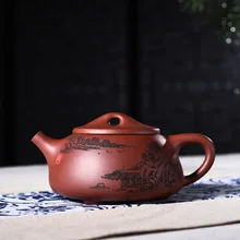 290 мл Исин Zisha Чай горшок известный подлинные ручной работы Фиолетовый глины пейзажной живописи Чай горшок кунг-фу Чай чайник