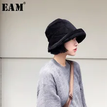 [EAM] новая весенняя летняя женская модная Вельветовая одноцветная Рыбацкая шляпа в винтажном стиле для мужчин и женщин OA863