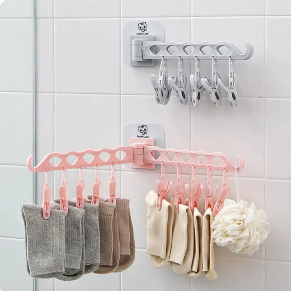 AsyPets Portable Multifunction Bathrooms Hanger Rack Clothespin Hanging