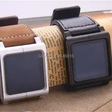 Кожаный Алюминиевый Ремешок для наручных часов для iPod Nano 6th черный и коричневый