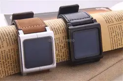 Кожаный алюминиевый ремешок для часов для iPod Nano 6th черный и коричневый