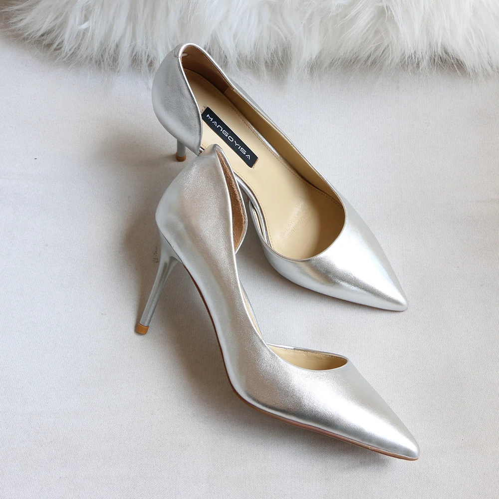 Pointed High Heels/Women's Pumps Are Designed For Sexy Fashion Women For Parties And Made Of Genuine Leather 2019 MANGOYISA