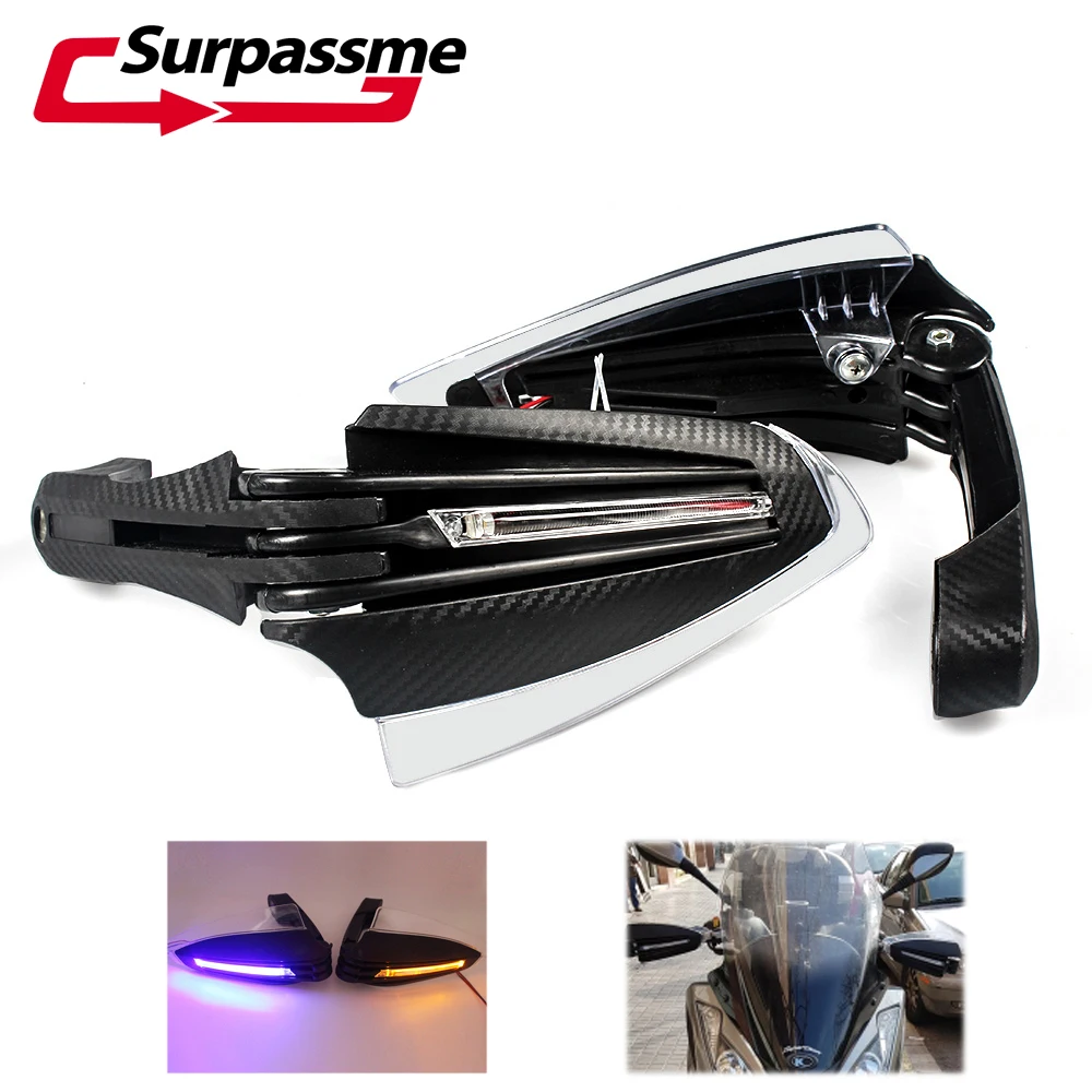  Motorcycle Handguards Motocross Carbon 22mm 7/8'' LED Turn Signal Falling Protection Pit Bike Endur - 32984930883
