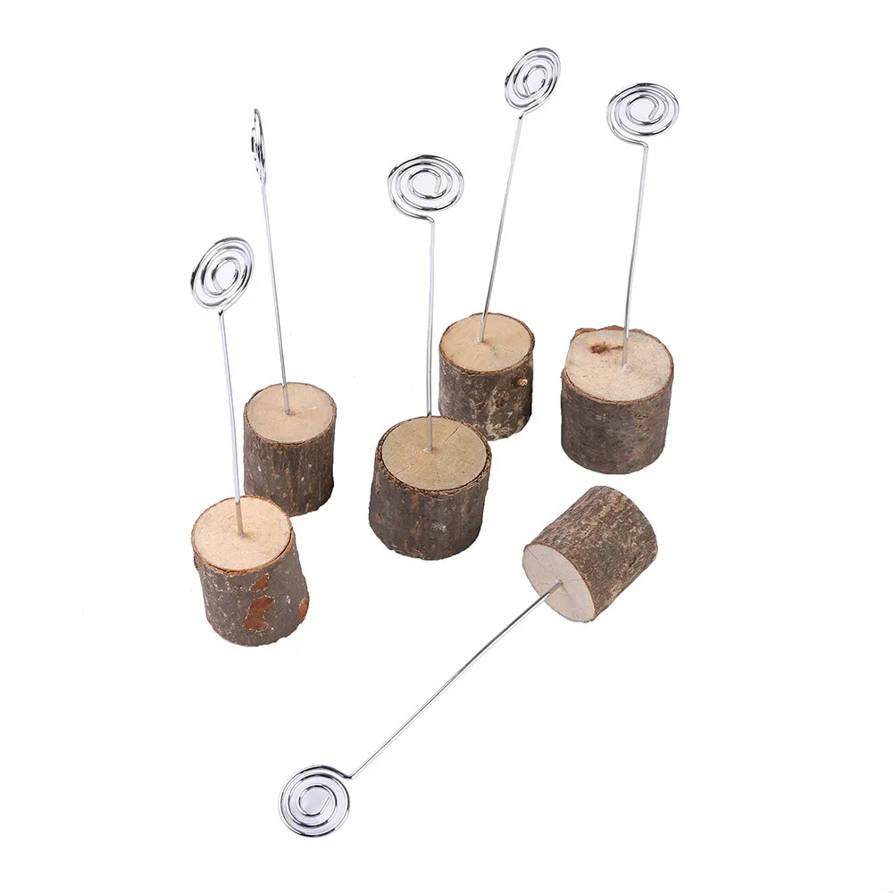  6Pcs/Set Wooden Wedding Memo Menu Paper Note Picture Table Card Number Photo Clip Holder able Invit - 33030321217
