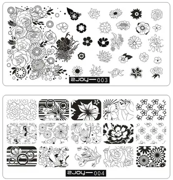 

ZJOY(3,4) Rose Flowers Precious Nail Stamping Plates Rectangle Template Manicure Nail Art Image Plate Stencils Stamps Tool 3D