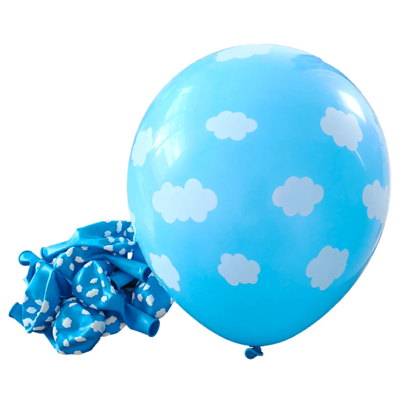 100pcs 12" white Cloud blue latex Balloons for Wedding Bridal ShowerBirthday Bachelorette Party Decor Balloon Kids Ball Toys