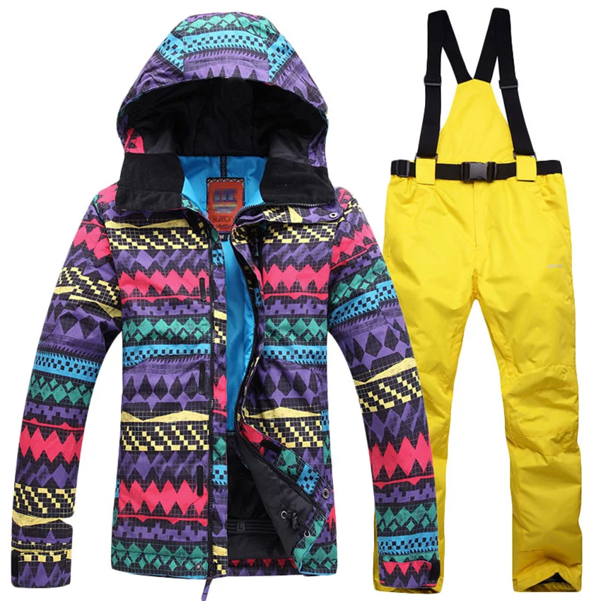 Новая лыжная куртка и брюки водостойкий женский зимний костюм для женщин утолщенный дышащий Сноуборд Лыжный комплект