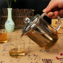 400CC термостойкий стеклянный цветок китайский чайник кунг-фу простой заварник с фильтром прозрачный нестандартный чайник заварка
