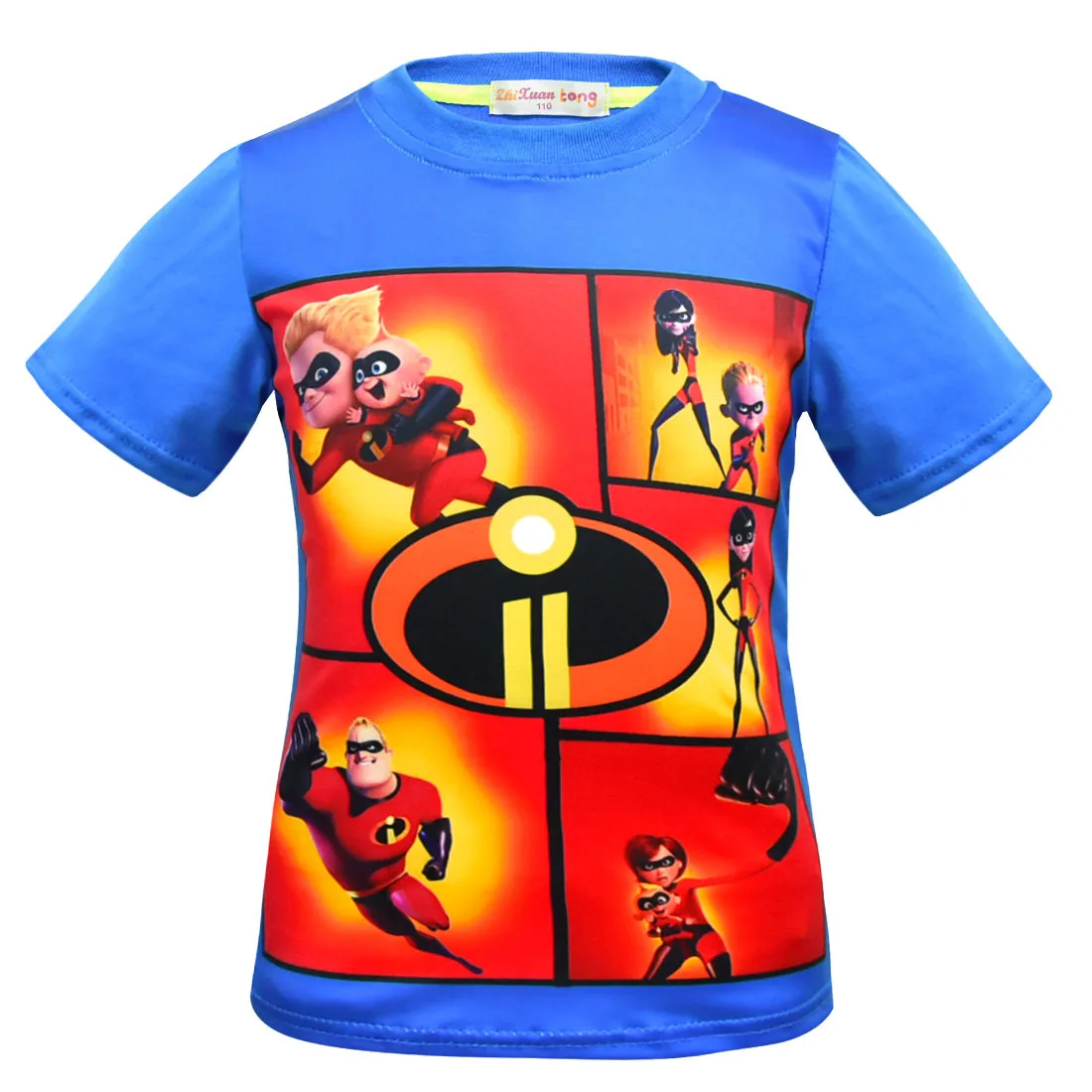 Одежда для маленьких девочек удобные Летние футболки Суперсемейка 2 из топа с рисунком футболка для мальчиков детская одежда - Цвет: D blue