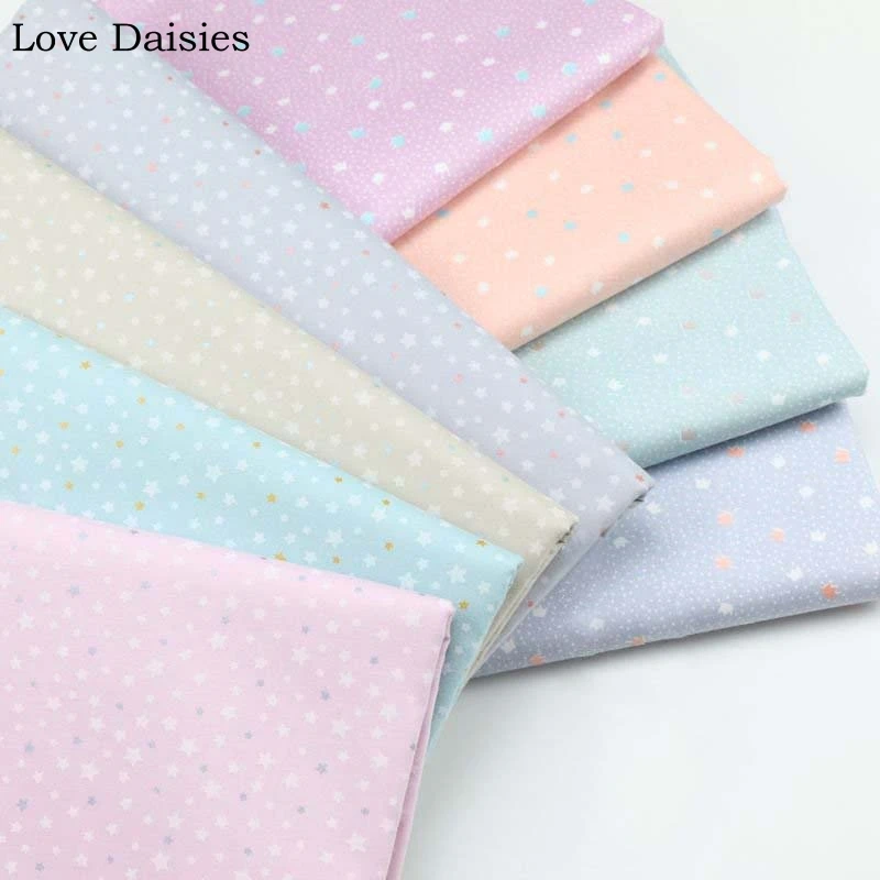 

100% Cotton Twill Nordic Wind Fabric PINK BLUE CAMEL ORANGE Small Star Crown Dots for DIY Handwork Kids Sheet Apparel Patchwork