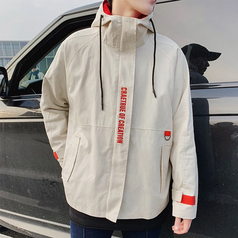 Khaki Cargo Jacket Men Japanese Swag Hip Hop Streetwear Jackets Mens Casual Erkek Mont Coat Heren Kleding Punk Rave Clothes 5J84