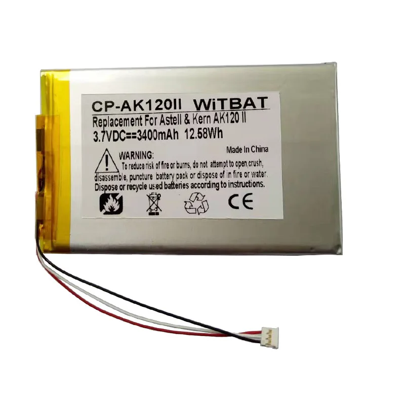 

New 3.7V 3400mAh Li-Polymer Battery for Astell & Kern AK120 II Rechargeable Accumulator pack Replacement
