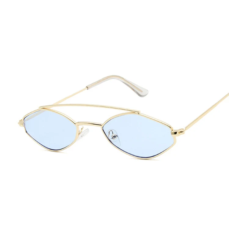 Милые сексуальные женские солнцезащитные очки кошачий глаз, Женская металлическая оправа, Модные Винтажные градиентные солнцезащитные очки для женщин, UV400 оттенки - Цвет линз: GoldBlue