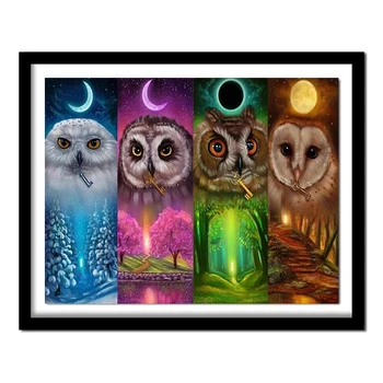 

5D DIY Diamond Painting "Four seasons owl" Embroidery Full Square Diamond Cross Stitch Rhinestone Decor Gift
