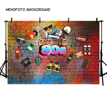 

MEHOFOTO Back to the 80's Vintage Theme Backdrop Graffiti Brick Wall Backdrop for Photo Booth Party Photography Background