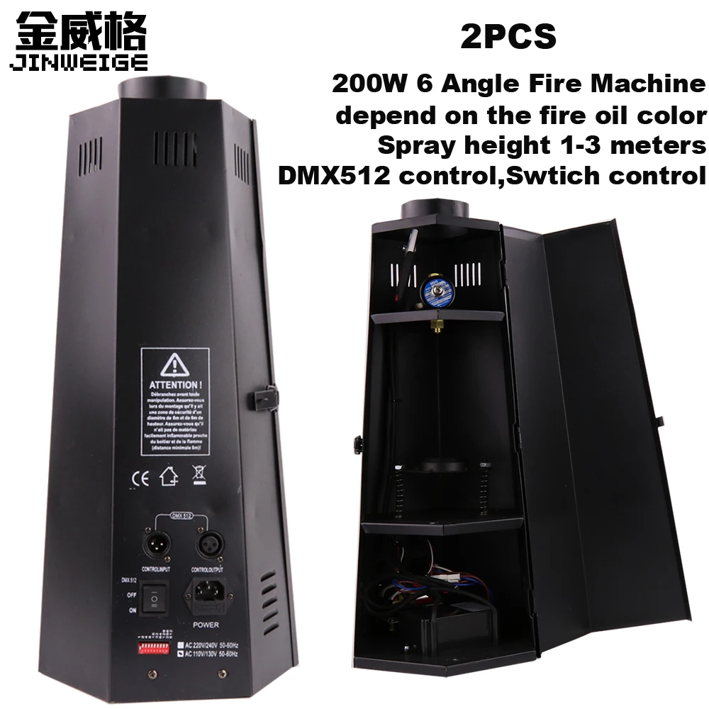 Free Shipping 2pcs/Lot High Power 6 Angle Spray Flame Projectors DMX