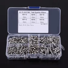 300 pçs/set SS304 Aço Inoxidável grátis Botão Cabeça Hex Soquete Parafusos Ferramenta de Reparo do Conjunto Kit Sortido M3 Nut & Parafuso Fixador acessório