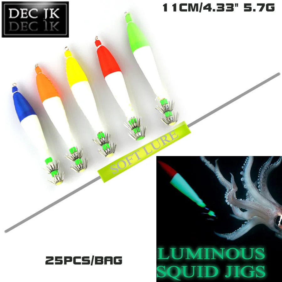 25PCS Octopus Fishing Lure Squid Jigs Luminous Artificial Bait Lot Accessories Hard Jigging Jerkbait Fake Lures Sea Fishing Bait (10)