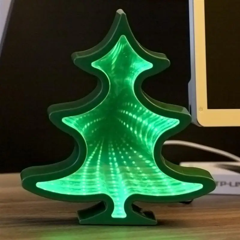 

LED HD Mirror Christmas Tree Shape Decoration Table Lamp Wall Light Neon Light Night Light for Party Home Table Shelf