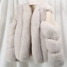 Для женщин из настоящего лисичьего меха пальто Модные Стиль, Новое поступление, высокое качество, Зимняя Толстая теплая меховая куртка верхняя одежда