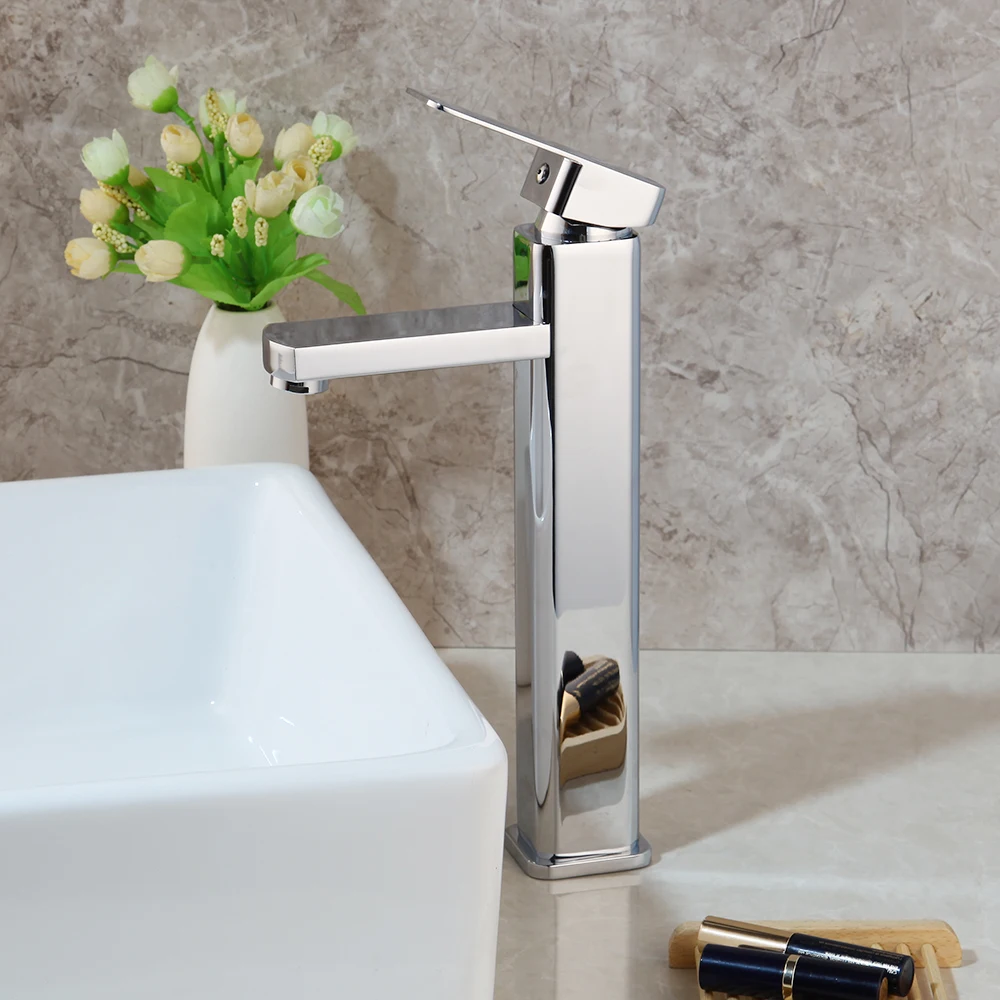 Günstig KEMAIDI Chrom Poliert Hoch Badezimmer Basin Schiff Sinken Mischer Schwarz Wasserhahn Hohe Aufstieg Wasserhahn