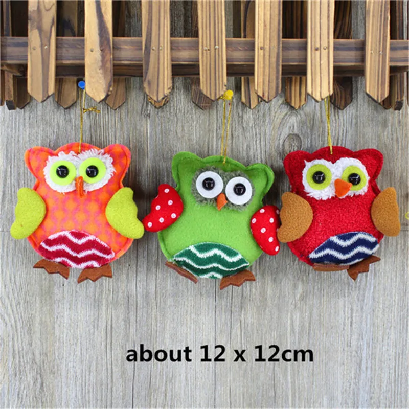 2018 New Merry Christmas Owl Plush Pendant Toys Christmas Tree Nighthawk Owl Dolls Xmas Party Room Shop Home Decor 12pcslot (1)