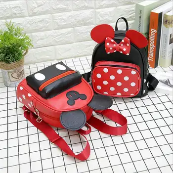 

New Arrivals Children Fashion School Bags For Girls Cartoon Minnie PU Leather Mini Backpack Kids Girls Casual Bags Cute Bag