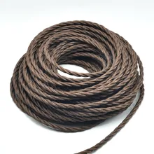 3x0. 75mm2 Edison Винтаж Электрический провод одобрено немецкой электротехнической асоциацией коричневый витой текстильный провод Ретро Медь подвесной светильник кабель Шнур для лампы 3 провода 5/10M