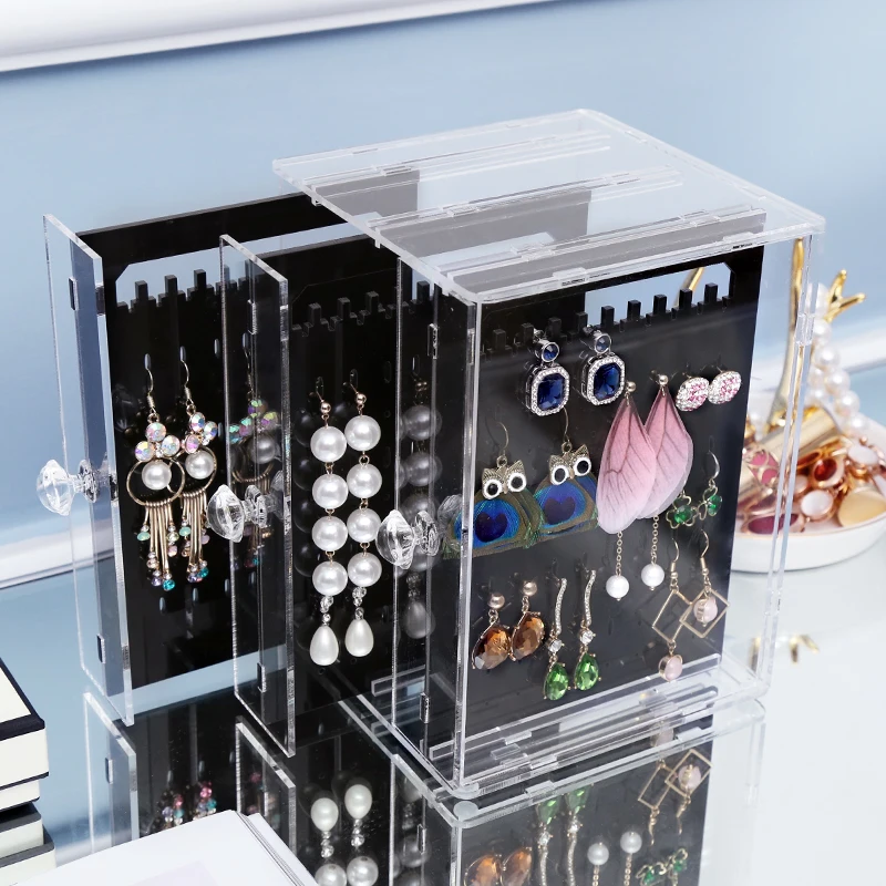  ANFEI New Transparent Crystal Jewelry Plastic PS Showing Shelf Necklace Bracelet Rack Earrings Hang