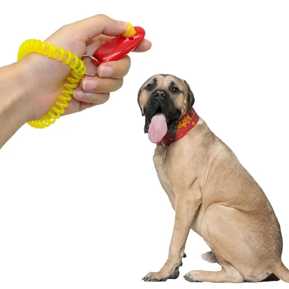 Кликер для собак, тренировочный тренажер для кошек с кольцом для ключей и ремешком на запястье, 7 цветов