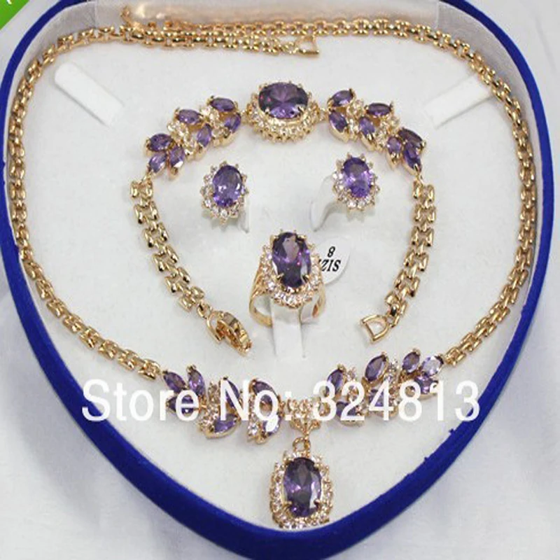 Bridal Fashion Jewellery Women's Set Necklace Earring Ring Bracelet +BOX