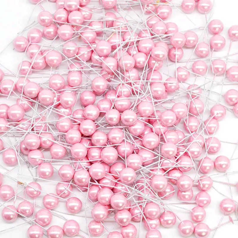 50pcs Colorful Pearl Stamens Artificial Flower small berries cherry For DIY Wedding Christmas Cake Box Pearl Wreaths Decoration