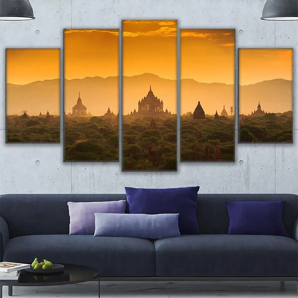 

Canvas Modular Pictures Frame Wall Art Painting 5 Panel Cambodia Landscape HD Print Popular Picture For Living Room Decor Poster