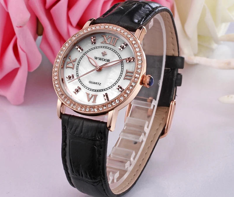 Женские часы красный ремешок из натуральной кожи женские часы со стразами женские новые брендовые Модные Простые водонепроницаемые Montre Femme