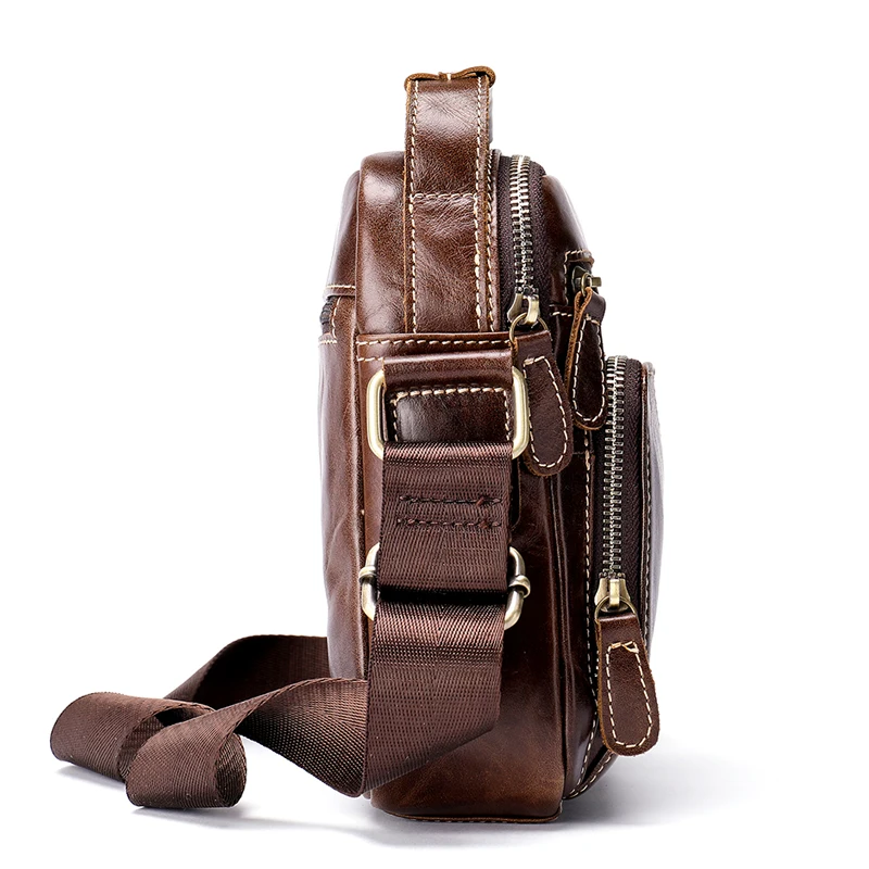 WESTAL جلد البقر جلد طبيعي Crossbody أكياس حقيبة ساعي بريد للرجال حقائب كتف صغيرة سستة الأعلى مقبض حقيبة رجل حقائب يد جلدية